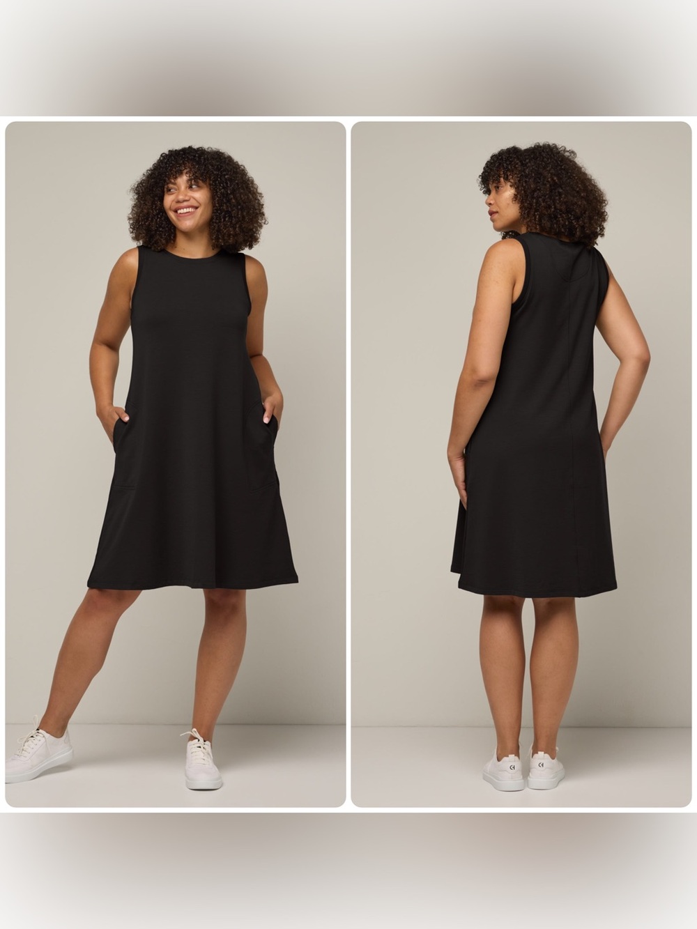 Wool& Sierra Sleeveless Tank Dress French Terry Black  Size 1X